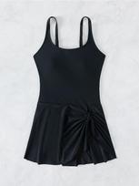 Solid Color Short Skirt Anti Exposure One Piece Sexy Backless Bikini Swimsuit Women Fashion Beach Vacation Elegant Outfit S