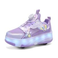 Children'S Light Roller Skate Shoes Led Four-Wheel Lights Roller Skates Casual Cute Cartoon Graphic Sports Shoes Children'S Gift 35