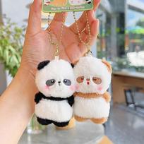 Jinnew Mielas pliušinis raktų pakabukas su magnetine pora poroms ir draugams Cute Panda brown
