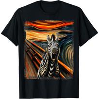 Expressionist Scream Shirt for Zebra Lovers _ Artistic Zebra T-Shirt S įvairiaspalvis