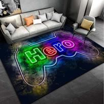 Hero Neon Sign Rug for Modern Living Spaces, Vibrant Colorful Carpet with Inspirational Message - Popular Home Decor Items 50x80cm