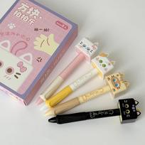 4Pcs/box New Cat Gel Pen 0.5mm Black Ink Smooth Neutral Pen Stress Relief Quick Drying Ballpoint Pen School Office