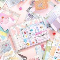 12pcs Journal GO Little Mechanism Material Pack No Cutting Stress Relief Card Craft Making DIY Cartoon Memo Pads rožinė