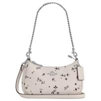 COACH Teri 20 star print crossbody bag leather shoulder handbag small size women's silver and chocolate multi-color sidabras