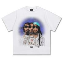 Migos Graphic TShirt Unisex Oversized Hip Hop Group Casual Cotton Short Sleeve Vintage Streetwear Hype for Youth XL