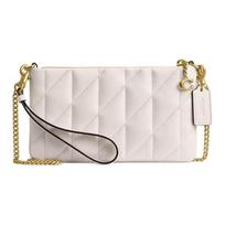 COACH Pillow 22 Metal Chain Zip Closure Nappa Leather Clutch Regular Women's White auksas