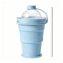 Food-Grade Ice Sphere Maker Cup Built-in Straw 2-in-1 Travel Mug Ice Mold Drink Cup  Summer Outdoor oranžinė