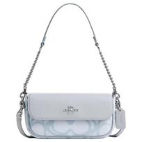 COACH Hailey 20 brand logo classic coated canvas and leather crossbody shoulder bag small women's blue mėlyna