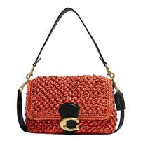 COACH rankinė ant peties Tabby 26 pintas C ženklas įmontuotas užtrauktukas spalvų blokas reguliuojamas dirželis odinė crossbody didelio dydžio moteriška rožinė ir juoda juoda
