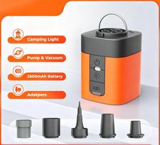 Portable Mini Air Pump for Air Mattress & Pool Floats, Fast Inflate & Deflate Camping Pump with LED Light 1pcs oranžinė