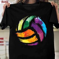 Colorful Volleyball T Shirt, Cute Colorsplash Ball Gift T-shirt for Women Men 2XL