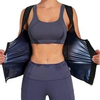 Women Sauna Shaper Vest Thermo Sweat Shapewear Tank Top Slimming Vest Waist Trainer Corset Gym Fitness Workout Compression Shirt S-M mėlyna