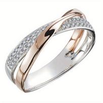 Women Wedding Rose Gold  Two Tone X Shape Cross Ring Trendy Jewelry Rings 11