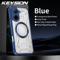 KEYSION Transparent Magnetic Case for Redmi A5 A3 A3X Soft Silicone+PC Heavy Duty Shockproof Phone Cover for Xiaomi POCO C61 C71 for Redmi A5 mėlyna