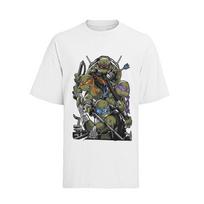 Retro Teenage Mutant Ninja Turtles Animacinis Serialas Senovinio Stiliaus Vyriški Medvilniniai Marškinėliai L white
