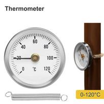 Termometras 0–120 °C karšto vandens vamzdis, nerūdijančio plieno užspaudžiamas vamzdis, termometras kamino vamzdiui, orkaitės, kepsninės temperatūros matuoklis