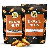 5:15PM Jumbo Brazil Nuts 100gm x Pack of 2 Raw Unsalted Whole Brazilian Nuts Multi-Purpose Snack