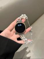 Gražus 20mm 22mm 18mm dirželis, karoliukai, juosta Samsung Galaxy Watch 7 FE 5 Pro 4 6 classic 44mm 40mm dirželis huawei amazfit universal 20mm sidabras