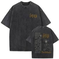 Skalbtas vintažinis metalinis juostos Gojira Fortitude grafinis marškinėlis vyrams Mados retro roko marškinėliai Vyriškas medvilninis oversized marškinėlis S