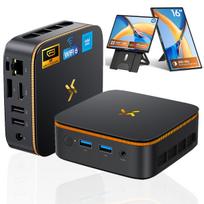 Huidun H50 Mini PC AMD Ryzen 3300U 16GB 512GB SSD Windows 11Pro MINI Kompiuteris HDMI 8+256 Portable Monitors juoda