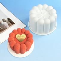 Round Flower Design Bento Cake Silicone Mold Silicone Material Dessert Making 3D Soap Candle Wax Mould Pudding Mold dangaus mėlyna spalva