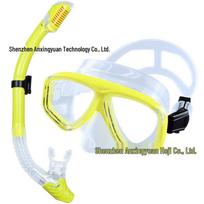 OLOEY Diving Mask with Full Dry Snorkel skaidri geltona spalva