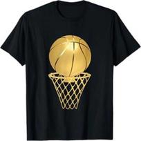 Gold Basketball Hoop Minimal Sport Graphic T Shirt 2XL