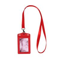1Pc PU Leather Trifold Duty ID Card Holder Badge Holder for ID Name Card Business Name Tag Student ID Card For Work raudona