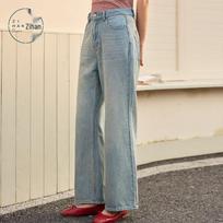 ZIHAN Women's Summer High-Waisted Straight-Leg Jeans L džinsinio mėlyna spalva