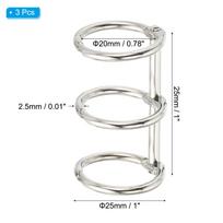 3-20Pcs 25mm Metal Loose Leaf Binder 3 Rings Binding Clip Notebook Binder Ring Clips Album Circle Clips School Office Supplies