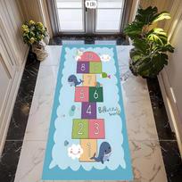 Hopscotch Game Rug Space Theme Planets Stars Astronaut Educational Play Mat Kids Bedroom Nursery Indoor Outdoor Carpet Safe 40X120CM