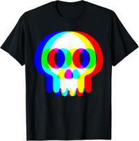 Funny Skull Trippy Vaporwave Halloween Techno Rave EDM Party T-Shirt S įvairiaspalvis