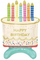 Balon Foliowy Tort Ze Świeczkami 3D Happy Birthday Urodziny 33X48X24Cm