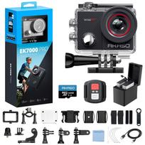 AKASO EK7000 Pro 64GB Memory Card 4K Action External Microphone Image 40m Underwater HDMI Sports Remote 2 x 1350mAh Abundant Wearable Camera + Camera, juoda