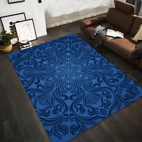 Blue Mandala Style Carpet with Intricate Swirl Pattern Design Suitable for use as an anti-slip for living room bedroom sofas 40x60cm( 15x23in )