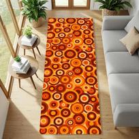 Retro Bangų Bėgiko Kilimas su Oranžiniais ir Rudais Sūkuriais Kilimas Linksmas Vidurio Amžiaus Modernus Kilimas 70-ųjų Estetika Koridoriaus Grindų Dekoracija Namams 40x120cm orange