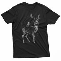 Deer Owl Antlers Dark Creepy Goth Forest Alt Alternative T-Shirt S įvairiaspalvis