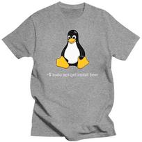 Funny Linux Sudo Get Me A Beer T Shirt for Men Short Sleeve Penguin Programmer Computer Developer Geek Nerd T-shirt Cotton Tee#Color(2) S įvairiaspalvis