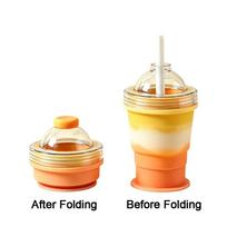 Leak-proof Foldable Ice Ball Cup Food Grade Portable Travel Tumbler 2-in-1 Ice Mold Cup  Travel oranžinės geltonos spalvos