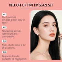 Peel off Lip Tint +lip Glaze Set Waterproof Lipstick Long Lasting Non-stick Gloss Lip Balm Suitable for Different Makeup Looks one size