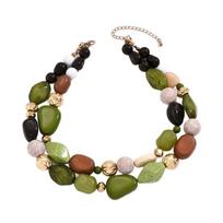 Geometric-shaped Green Tone Choker Lightweight-acrylic Layered Bead Jewelry  Summer-party žalia