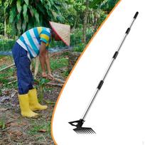 Weed Puller Tool Hand Rake Versatile 2 in 1 Heavy Duty Adjustable Long Handle for Driveway Soil