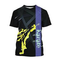 3D Printed Japan Training T Shirt Men Karate Pattern T-Shirts Fashion Round Neck Pullover Oversized Short Sleeve Tees Sport Tops M
