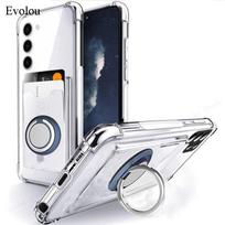 Wallet Card Slot Transparent Phone Case For Samsung S26 Plus Ring Stand Holder Soft Silicone Back Cover For Galaxy S26 Ultra For Samsung S26 Plus