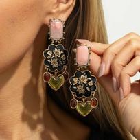 SHIXIN Vintage Acrylic Love Heart Flower Drop Earrings for Women Unique Irregular Geometric Pendant Earrings New Fashion Jewelry Red