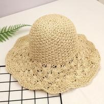Women Raffia Straw Hat Summer Handmade Floppy Ladies Visor Hat Foldable Panama Beach Anti-UV Sun Hat smėlis