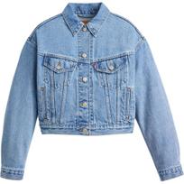 Levis Solid Color Button-Down Loose Fit Drop Shoulder Long Sleeve Denim Jacket Women jackets Blue A9155-0001 XS