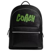 Coach Charter 30 Arc Design Letter Logo Polished Pebble Grain Leather Backpack Large Unisex backpack Black Green CBN33-BLC Basic Set (Bag+Dust Bag)