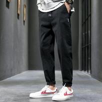Men's Korean Style Straight-Leg Cotton Jeans - Casual Workwear Trend Joggers M juoda