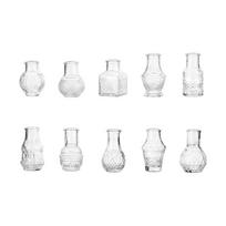 10 VNT./RINKINYS Skaidrus Mini Stiklinis Vazonėlis Retro Reljefinis Gėlių Vazonėlis Mažas Vazonėlių Rinkinys Valentino Dienai 10PCS/SET white